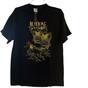 Vintage Bleeding Through Band T Shirt Size Large Black Metalcore Y2K 00s